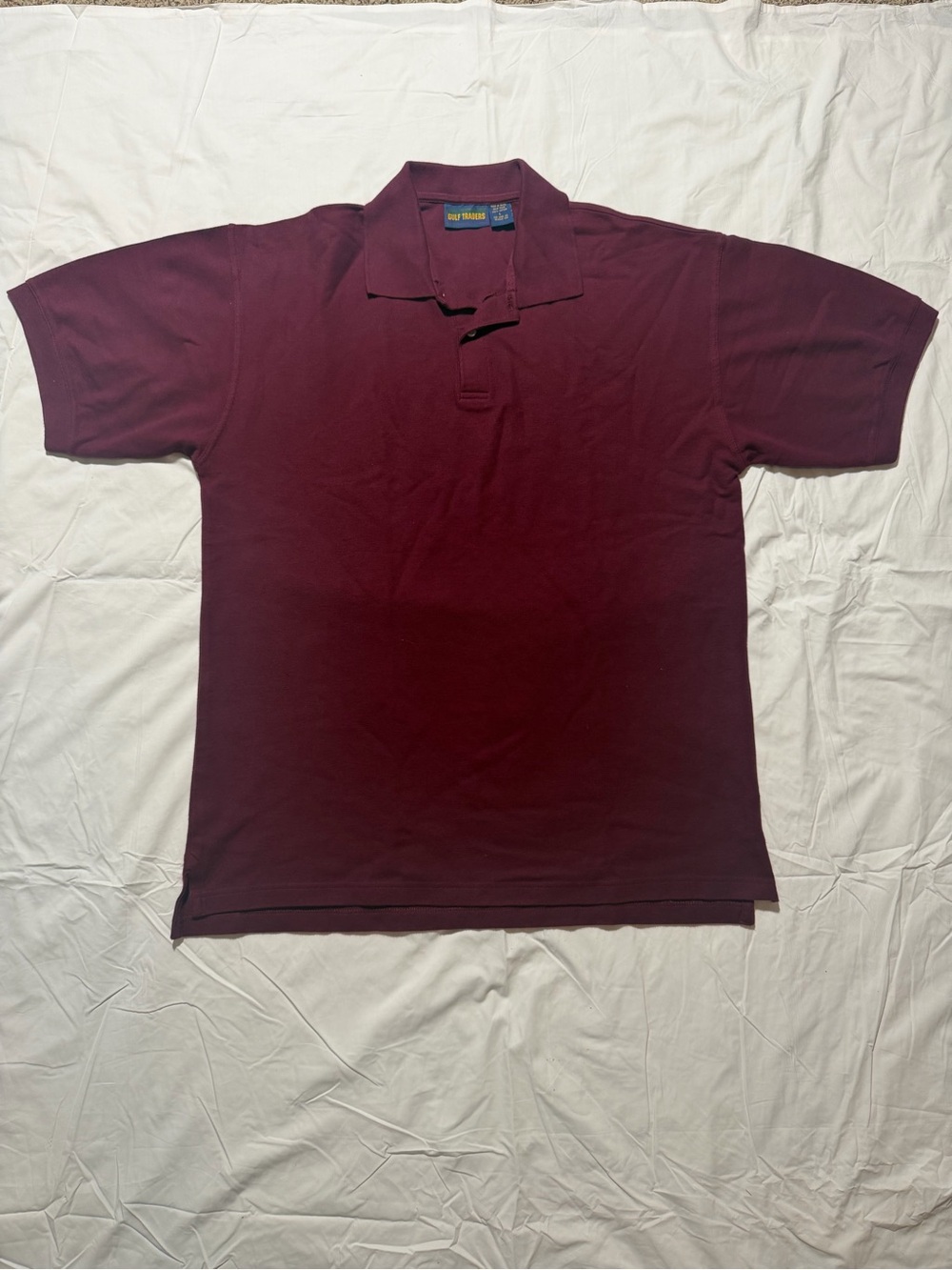 Vintage Gulf Traders Polo Men’s Large Burgundy 100% Cotton Short Sleeve Y2K